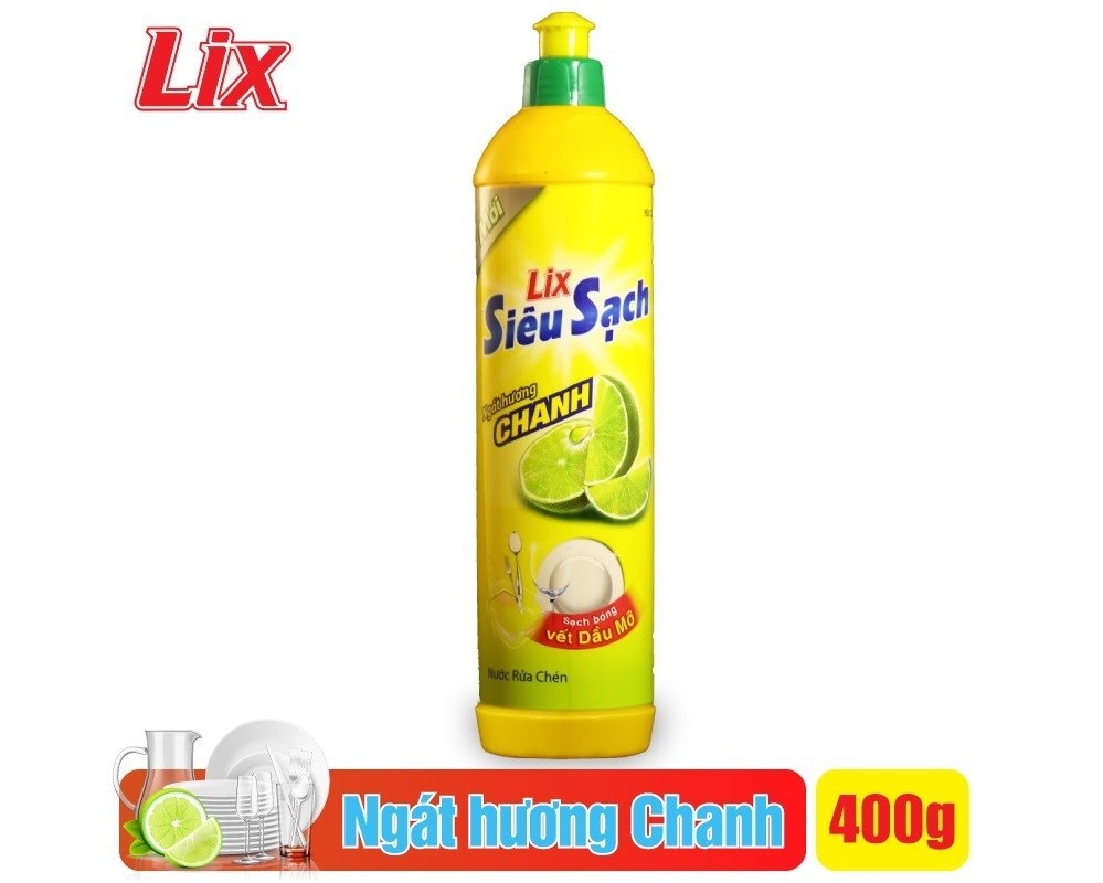 nước rửa chén lix siêu sạch hương chanh 400g ns401 1