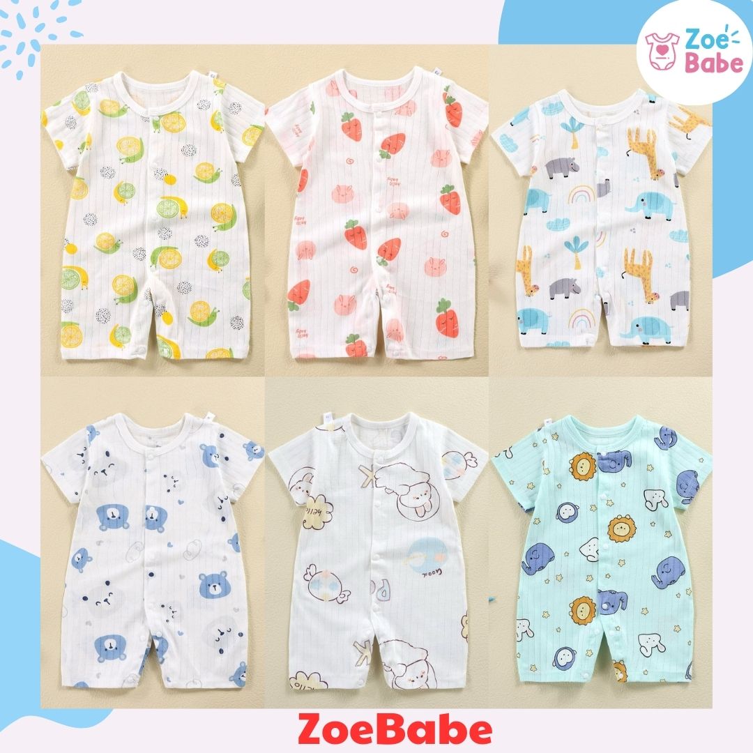 Body Đùi, Bodysuit Cotton Thông Hơi Thoáng Mát, Bộ Cộc Tay Cho Bé Trai Bé Gái Sơ Sinh Đến 2 Tuổi Hặc 3-12kg