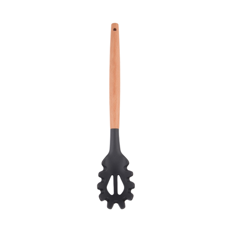 Silicone mì Scoop Spaghetti lấy muỗng mì ống ngã ba mì phục vụ lọc mì khe bếp Claw muỗng muỗng thép