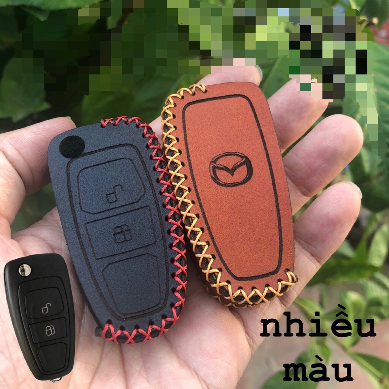 Bao Da Chìa Khóa Xe MAZDA BT50... Chìa Cơ Chuôi Gập, Da Bò Nhiều Màu Sắc...