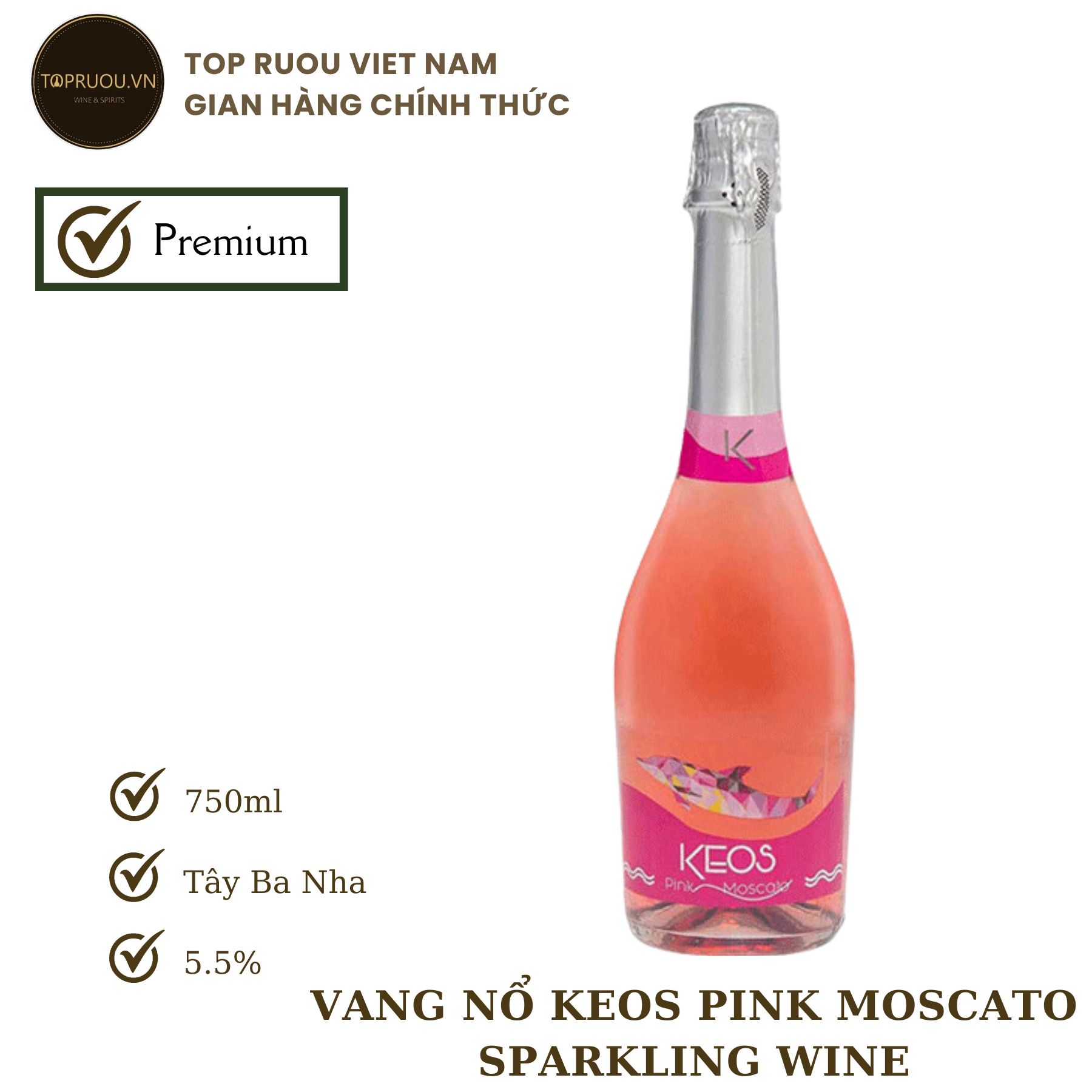 Rượu Vang Nổ Keos Pink Moscato Sparkling Wine 750ml