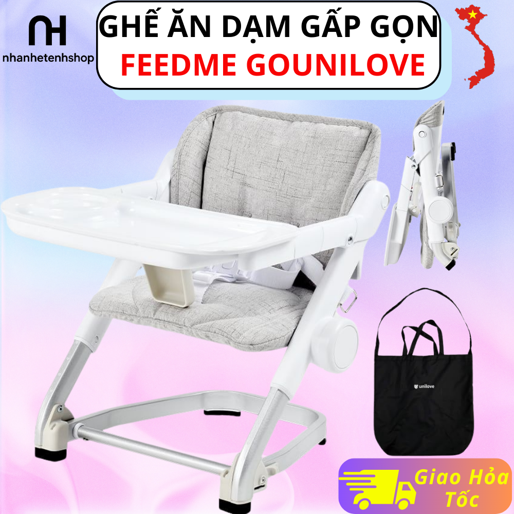  Ghế Ăn Dặm Cao Cấp FeedMe Go Unilove – Gấp Gọn Nhẹ – Khay Ăn Tháo Rời – Nhựa An Toàn Không BPA – Cho Bé Ăn Dặm 