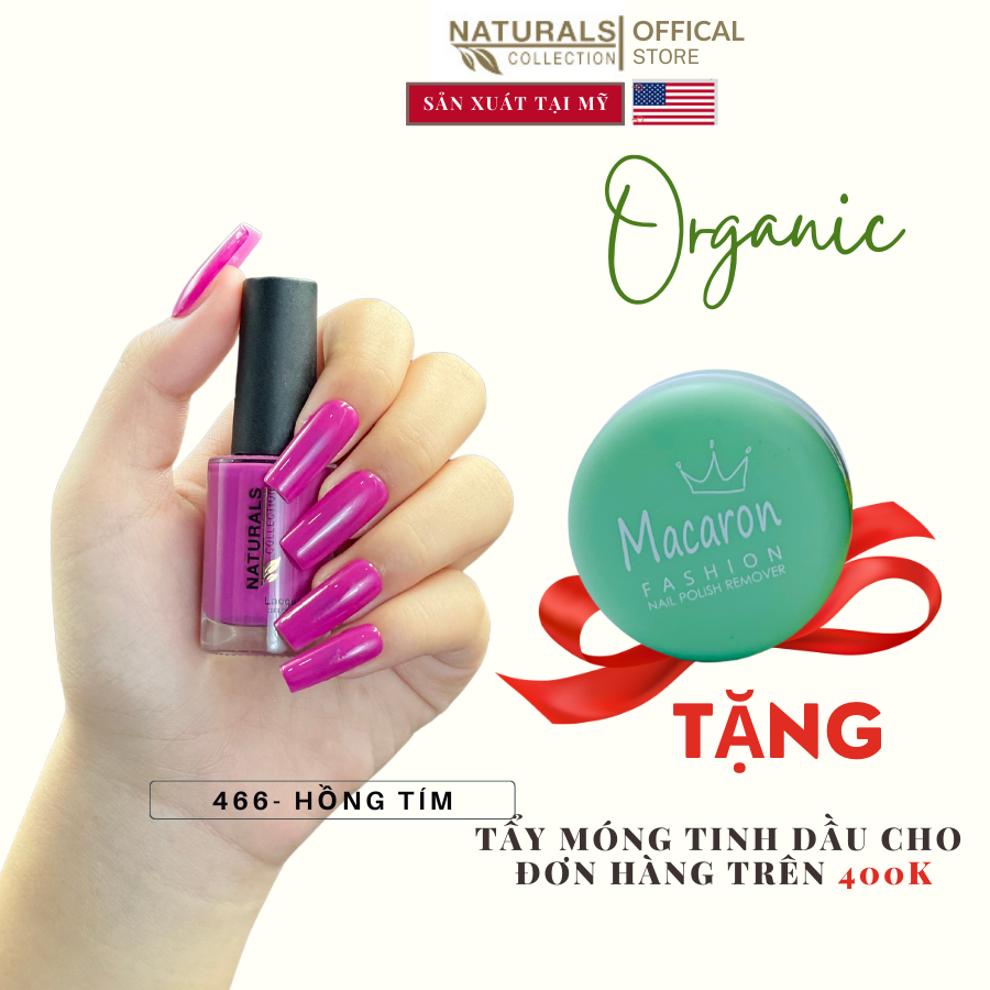 Sơn dưỡng thành phần hữu cơ phục hồi móng yếu, hư tổn USA NATURALS COLLECTION màu hồng tím - 7.5ml - 466