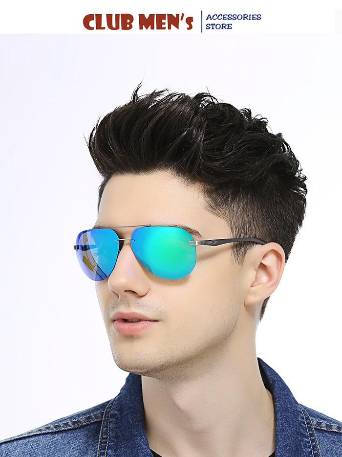 Kính nam tròng phân cực chống UV gọng kim loại lò xo đàn hồi (có hộp)