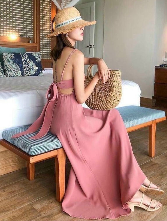 [HCM]Đầm maxi hai dây cao cấp thời trang thiết kế hot teen ba màu (đỏ hồng và đen)