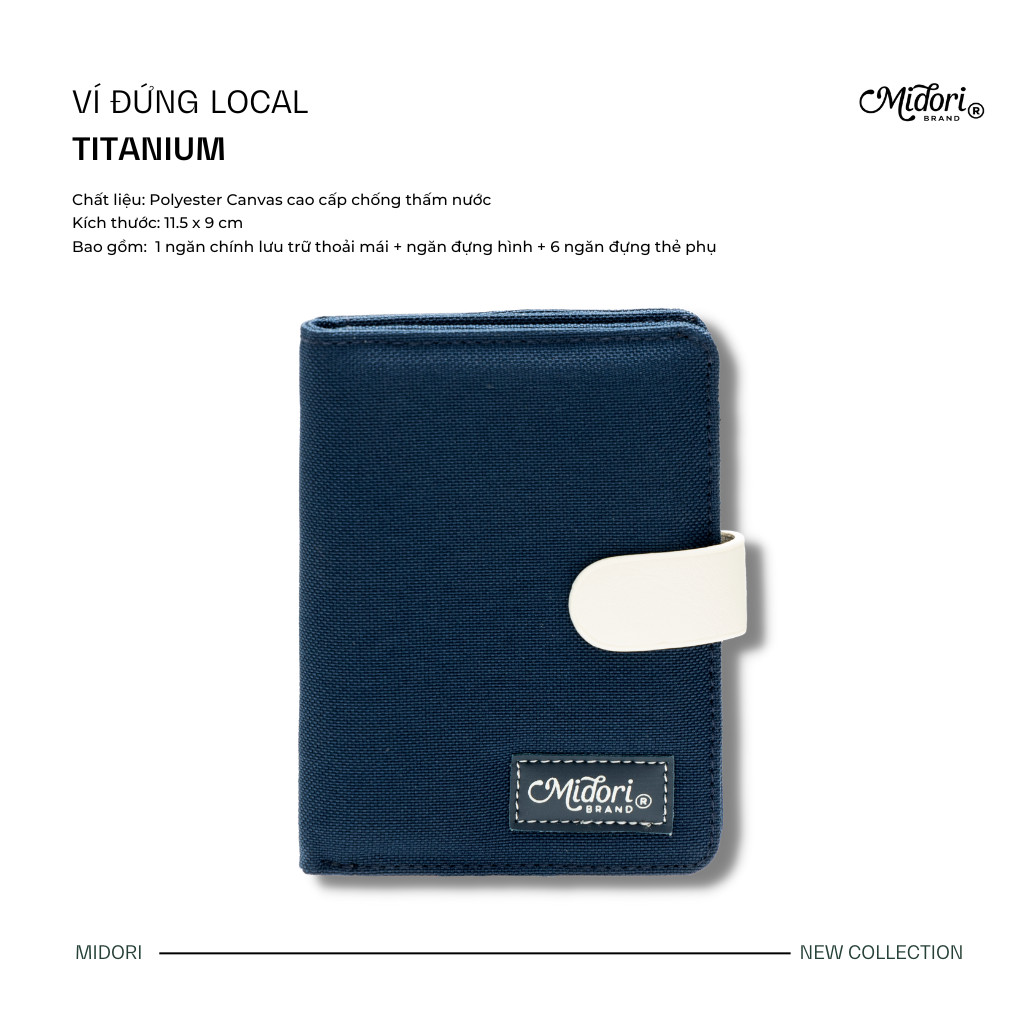 Ví Vải Đứng Nam Nữ Polyester TITANIUM Chống Nước local brand chính hãng Midori M Studio