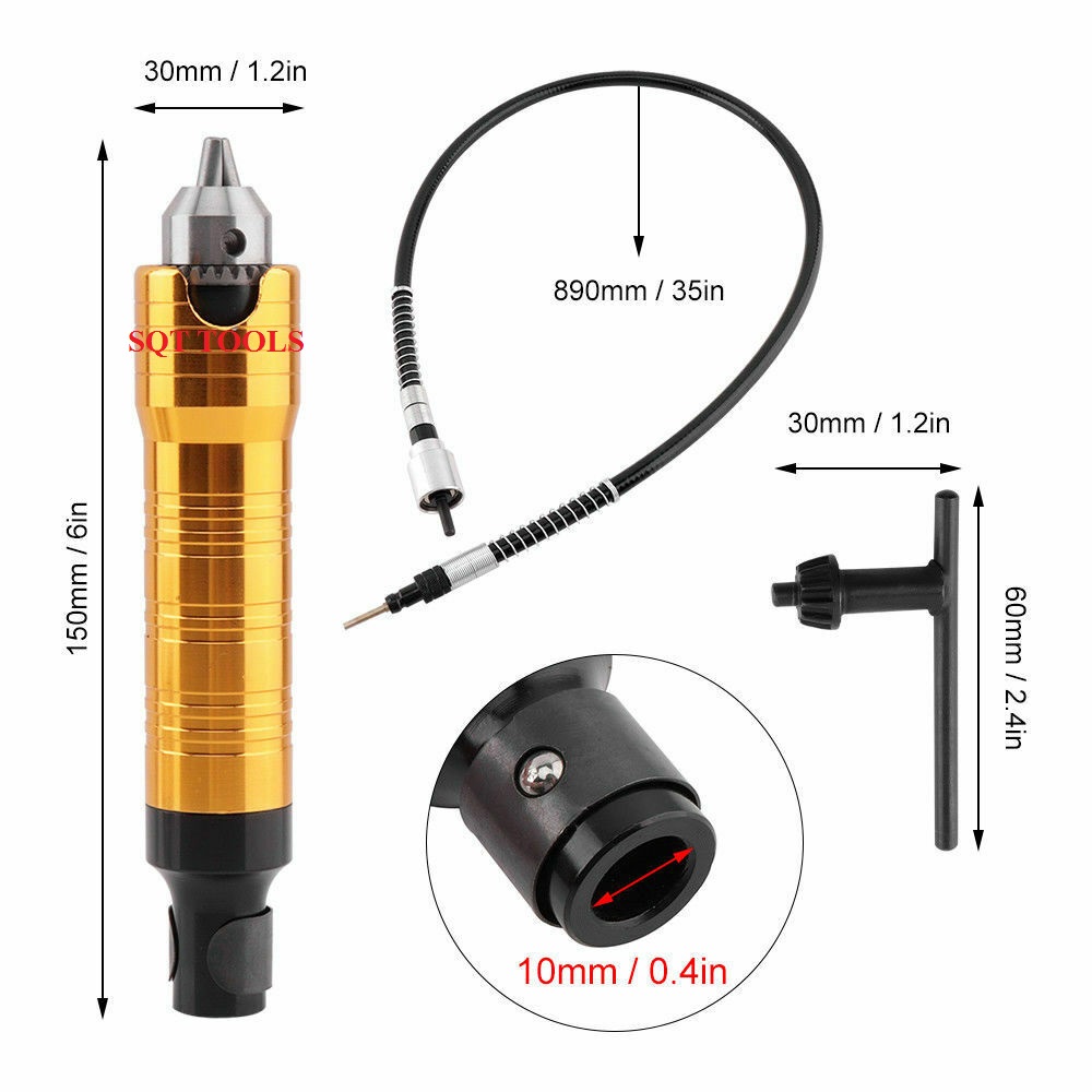 dây truyền động nối dài cho máy khoan máy mài khuôn vào 6mm ra kẹp mũi 0.5 đến 6mm