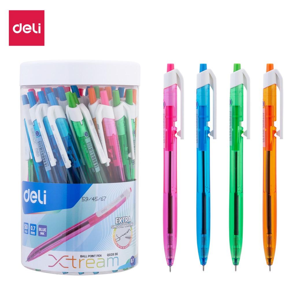 ❧k&k☙ bút bi dầu deli eq02836 - 0.7mm đầu bấm