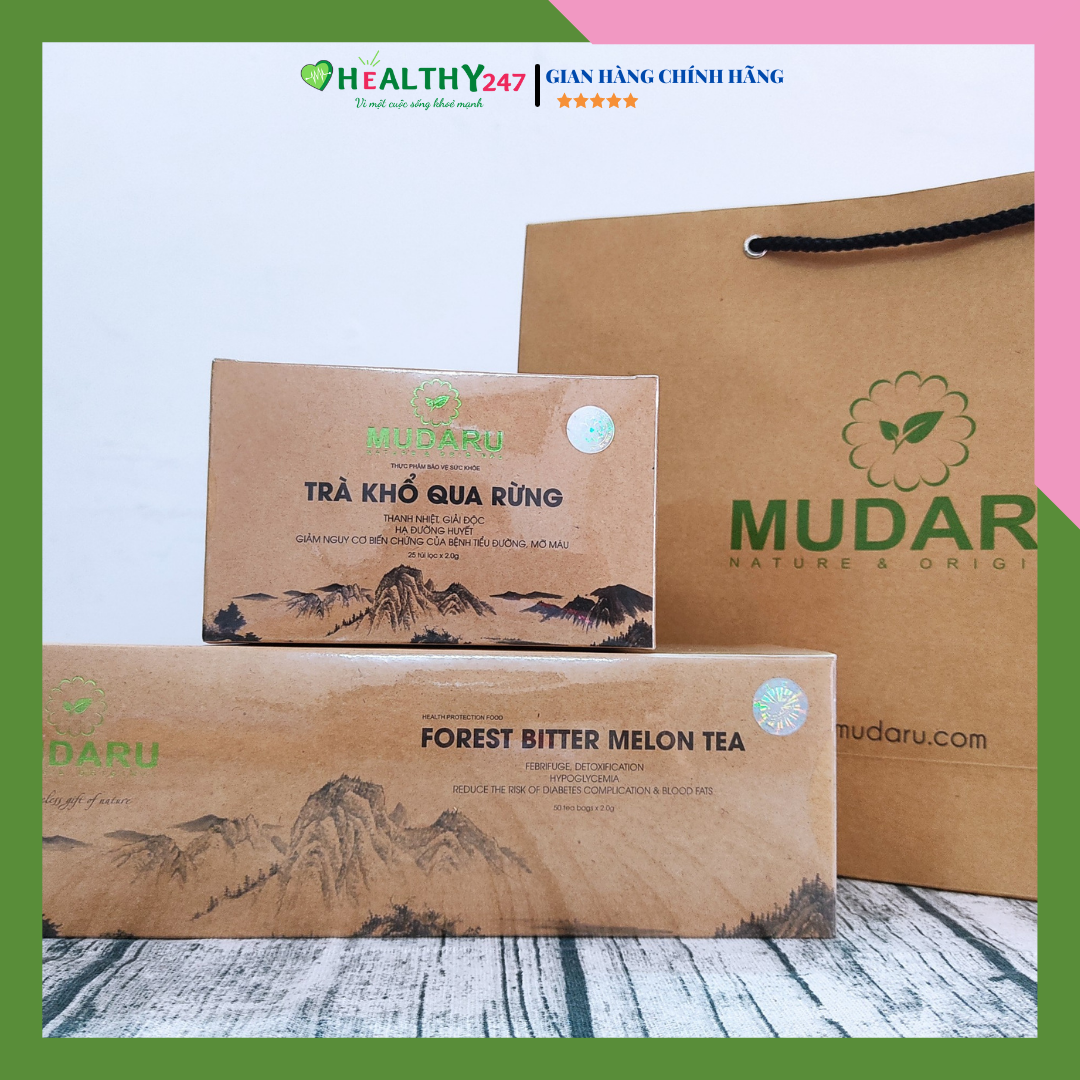 Trà Khổ Qua Rừng Mudaru Hộp 50 Túi Lọc Ổn Định Đường Huyết Hạ Huyết Áp Giảm Biến Chứng Tiểu Đường Healthy 247
