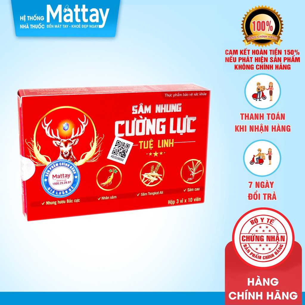 Sâm Nhung Cường Lực Tuệ Linh - Hộp 30 Viên - Bổ Thận, Tráng Dương, Tăng Cường Sinh Lý Nam