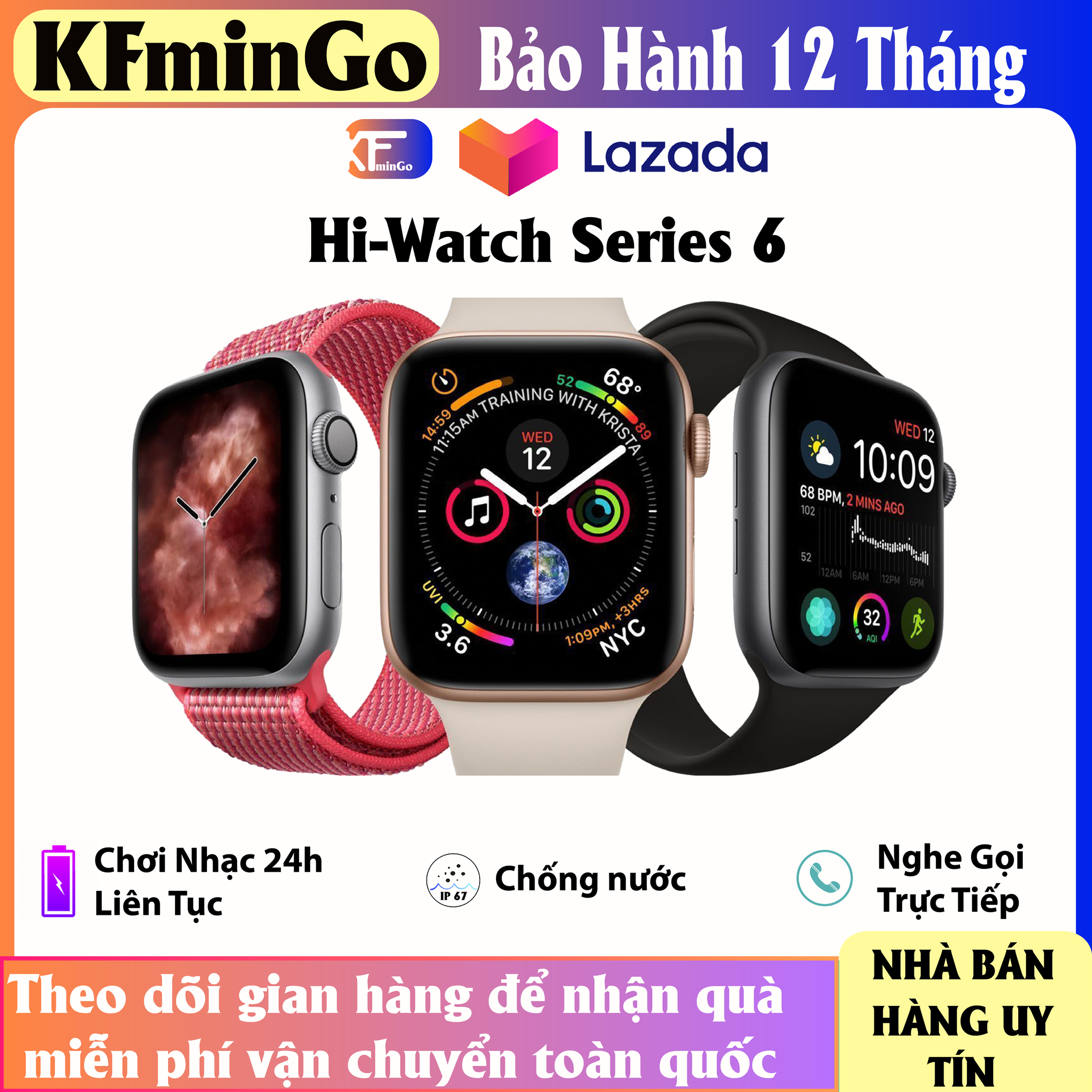| FREE SHIP |Đồng Hồ Thông Minh Hi-Watch Series 6 Chống Nước Màn Oled Sạc Không Dây Nghe Gọi Trực Tiếp Đo Nhịp Tim Tương Thích Với IOS, Androi Phù Hợp Mọi Lứa Tuổi, Giới Tính Năng Động, Thời Trang, Cá Tính ( Bản Quốc Tế )
