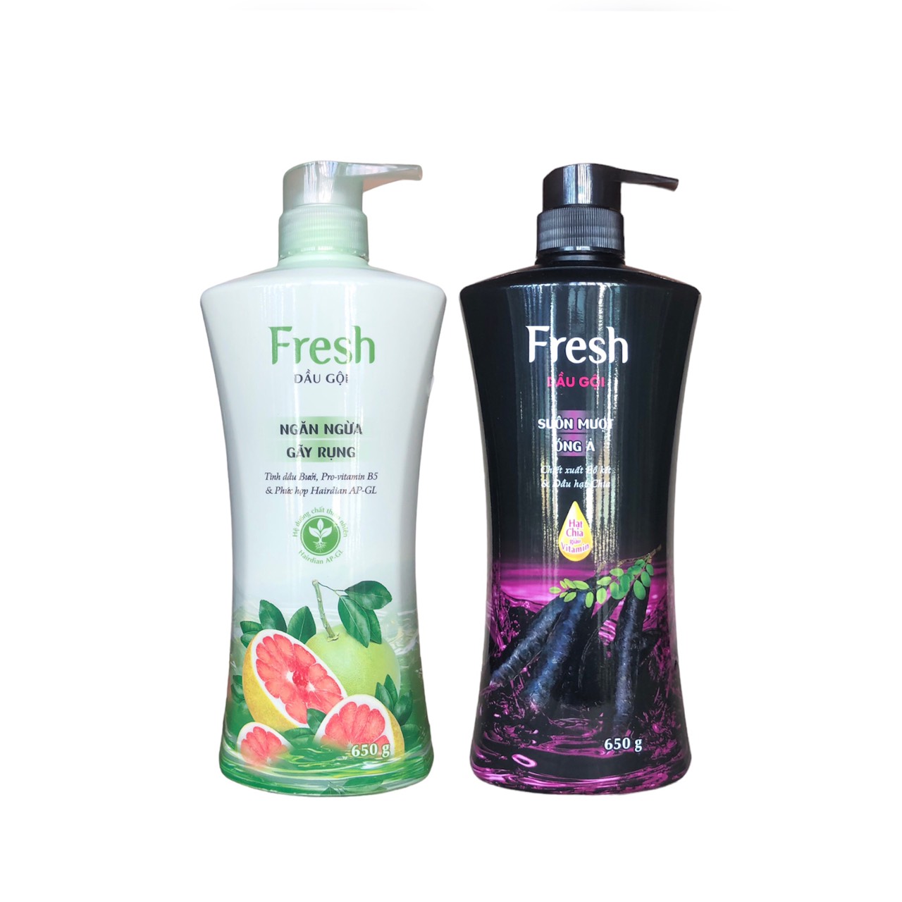 Dầu gội Bồ kết fresh và dầu gội Bưởi fréh, chai 650ml, chính hãng