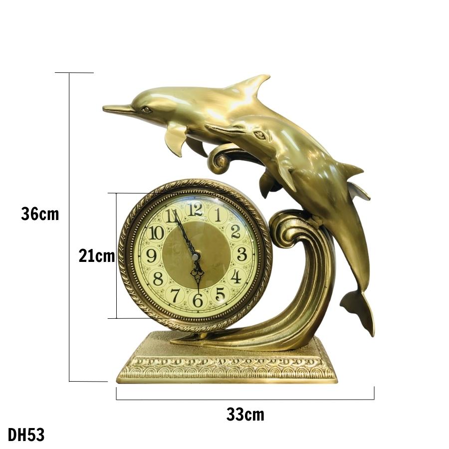 Đồng hồ để bàn cá heo vàng - DH53
