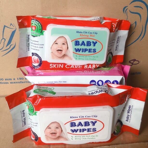 HCMkhăn giấy ướt baby wipes 50 tờ có mùi và không mùi date 2022