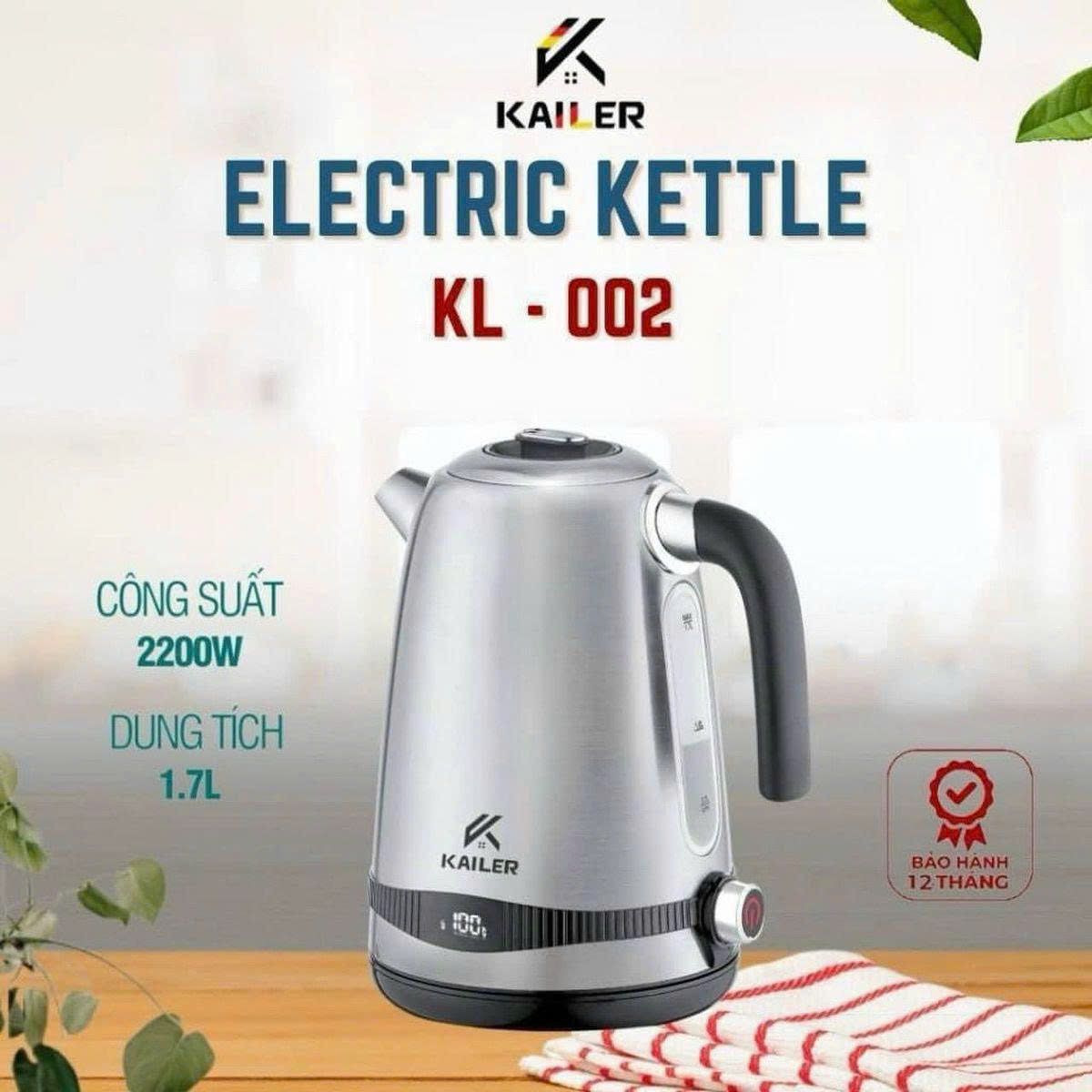 Ấm đun siêu tốc 1.7L Kailer KL-002