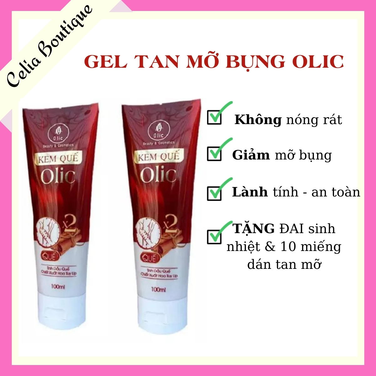 [ Tặng Đai Sinh Nhiệt Giảm Mỡ  ] Combo 2 Chai Kem Tan Mỡ Olic - Gel Giảm Mỡ Bụng Bắp Tay & Bắp Chân