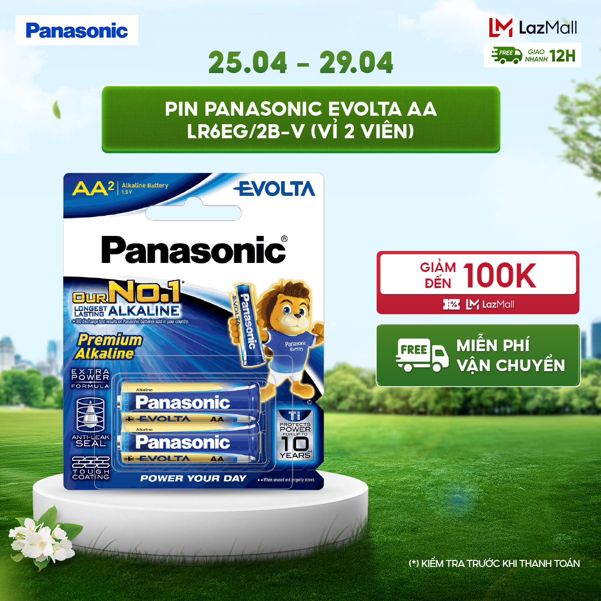 Vỉ 2 viên Pin Panasonic Evolta AA LR6EG/2B-V – Hàng Chính Hãng