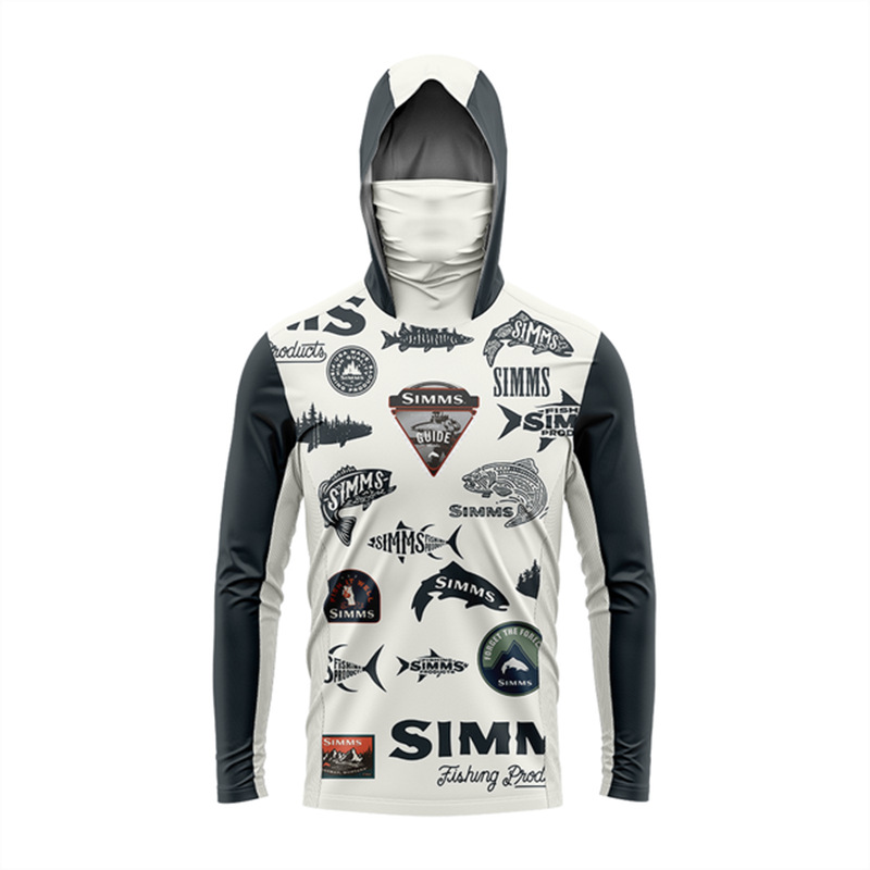 SIMMS Đồ câu cá cho nam, quần áo chống nắng, áo hoodie dài tay mùa hè với khẩu trang, nhanh khô, thoáng khí