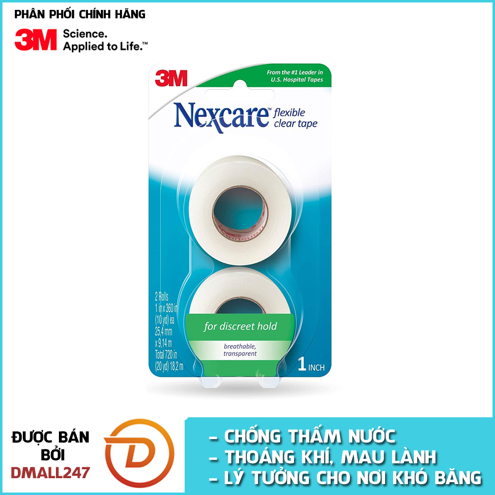 Bộ 2 cuộn băng keo y tế trong suốt cao cấp Nexcare 3M BKYT-771-2PK - Dmall247, bảo vệ vết thương, chăm sóc sức khỏe
