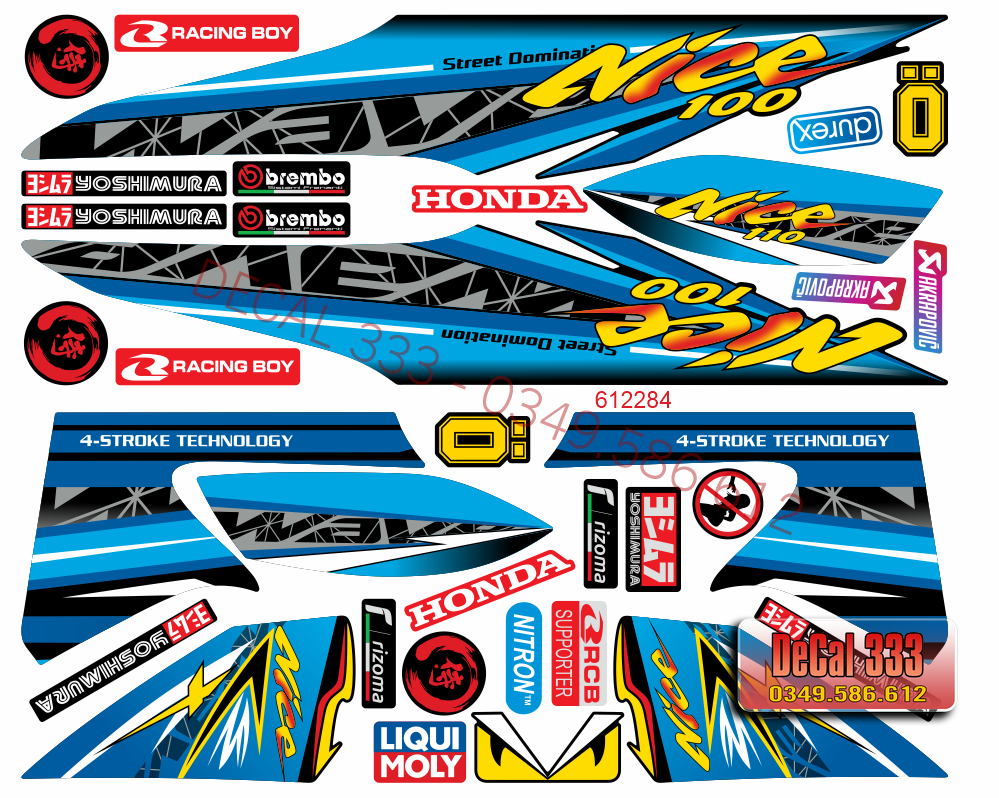 Tem Rời WAVE ALPHA 100  Mẫu NICE VẠCH XANH NGỌC GP 612284 (Tem chế 3 lớp cao cấp)