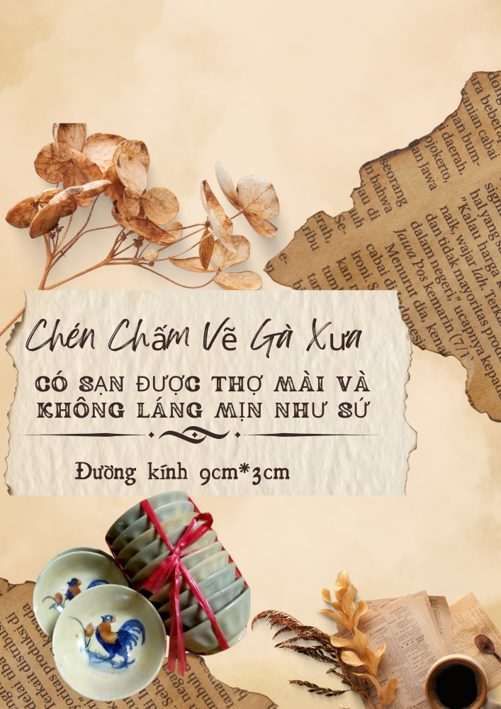 Bộ 10c chén chấm thủ công con gà thô