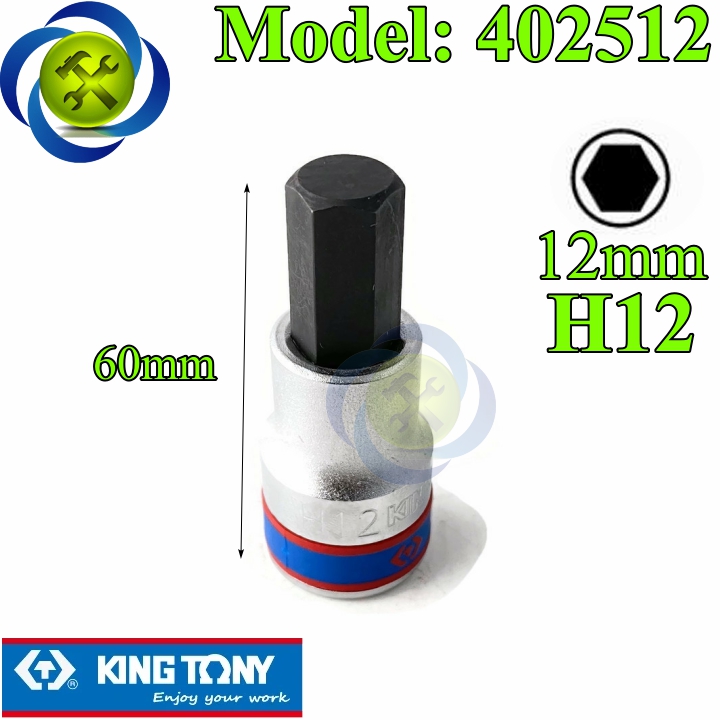 Tuýp lục giác 12mm kingtony 402512 loại 1/2 trắng-đen