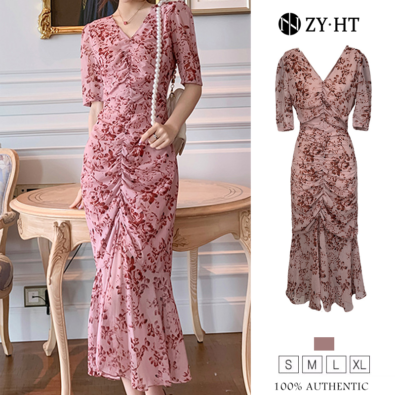 ZYHT (Giải phóng mặt bằng Sử dụng phiếu giảm giá)  đầm body đầm voan hoa nhí dáng dài xếp ly chân váy nữ ao kiểu nữ đẹp eravogue 4864