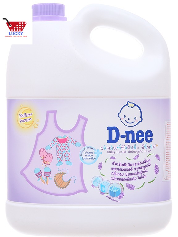 Nước giặt cho bé D-nee Yellow Moon tím can chống ẩm mốc 3 lít