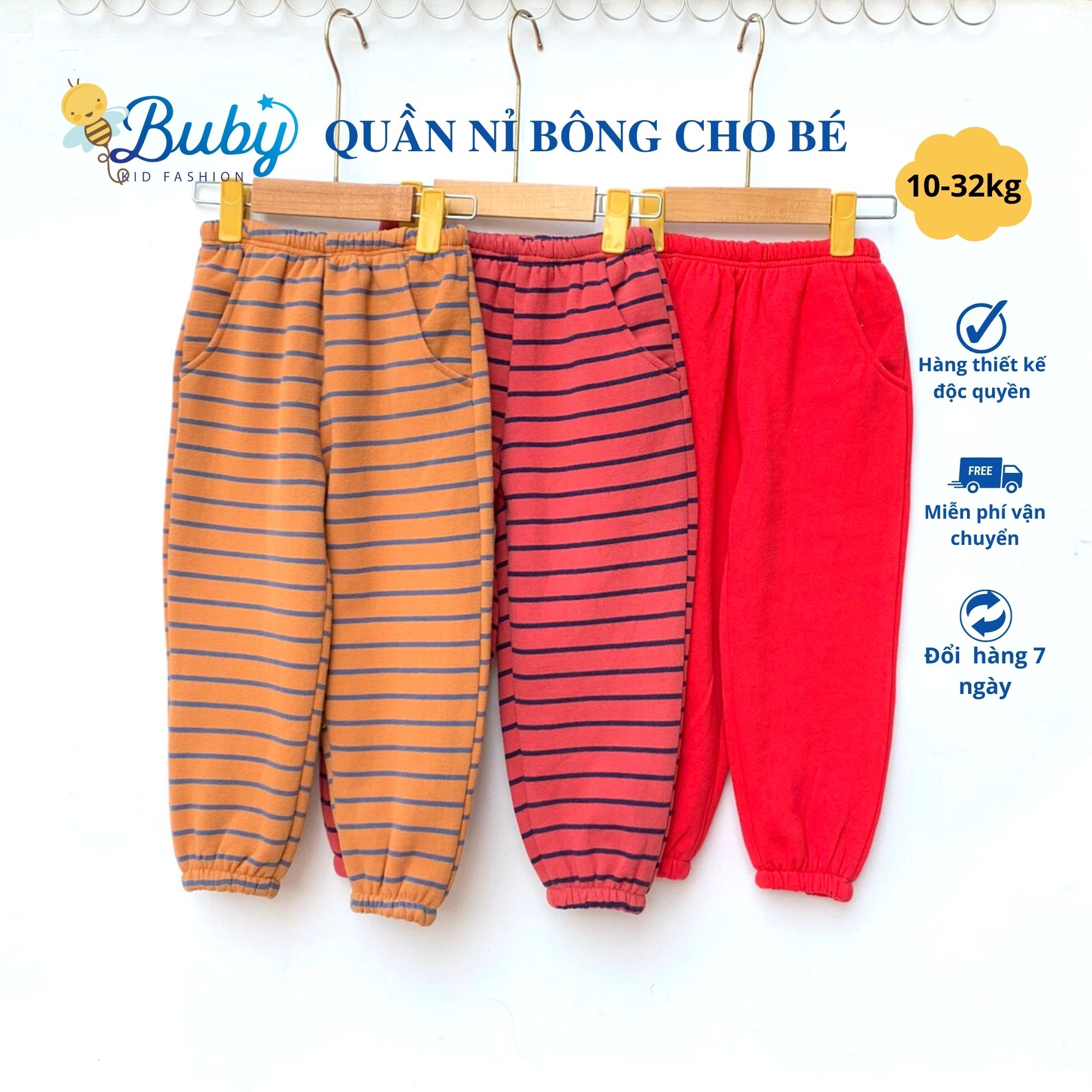 Quần NỈ Bông Cho Bé Trai Bé Gái 10-32kg BUBY QNB1. Quần Dài Thu Đông SIÊU ẤM Quần Trẻ Em Chất Nỉ SIÊ