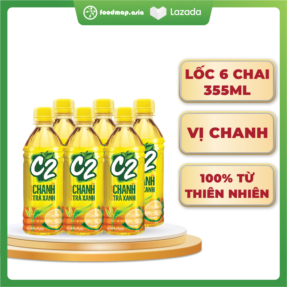 Trà Xanh C2 Hương Chanh - Chai 355ml - Lốc 6 chai
