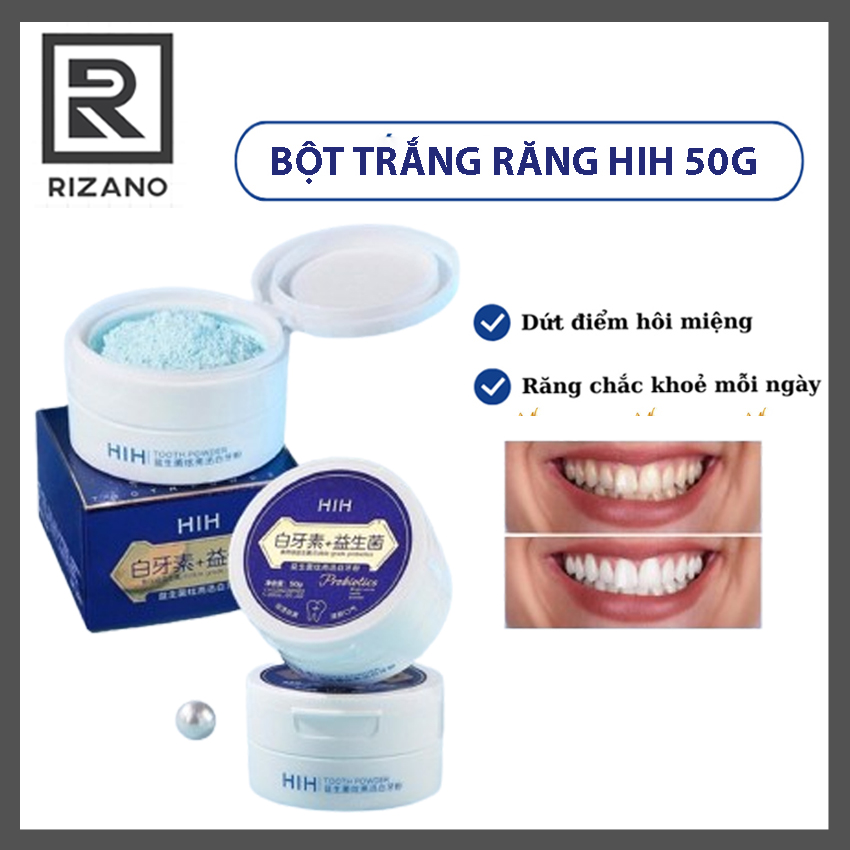 Bột tẩy trắng răng HIH tẩy sạch các vết ố vàng, thơm miệng -RIZANO