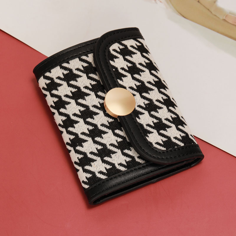 ví nam ví gập túi rút túi dung voucher thanh toán túi nam ví mini nhiều ngăn Ví mỏng họa tiết Houndstooth phong cách Retro thanh lịch