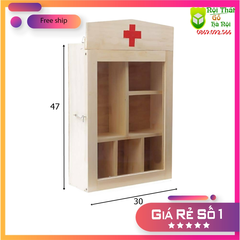 🔴 FREE SHIP 🔴Tủ Y Tế Gỗ Treo Tường Kích Thước 30 x 47