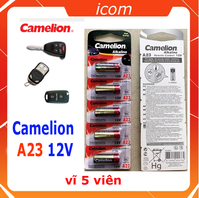 Pin A23 Camelion 12V Vỉ 5 Viên Thay Remote Khiển Cửa Cuốn , Pin Chuông Cửa