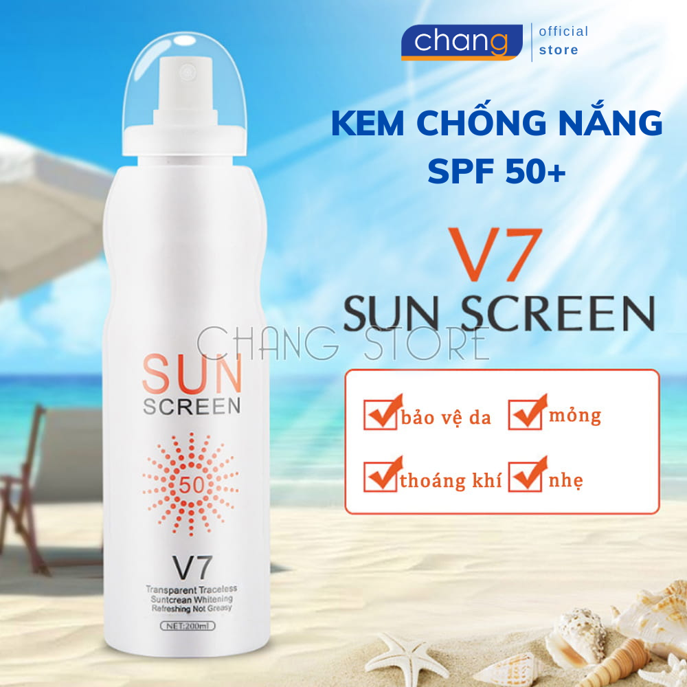 Kem chống nắng toàn thân SPF 50+ Sun Screen V7 Hàn Quốc 180ml, Xịt chống nắng  body V7chống nắng cực kỳ hiệu quả, chống tia cực tím, tia UV