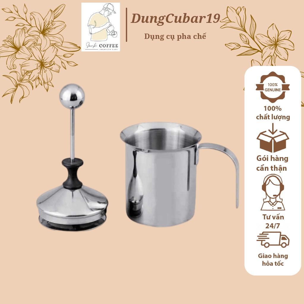 Ca đánh sữa lạnh latte inox 2 lớp lưới cao cấp - dụng cụ pha chế