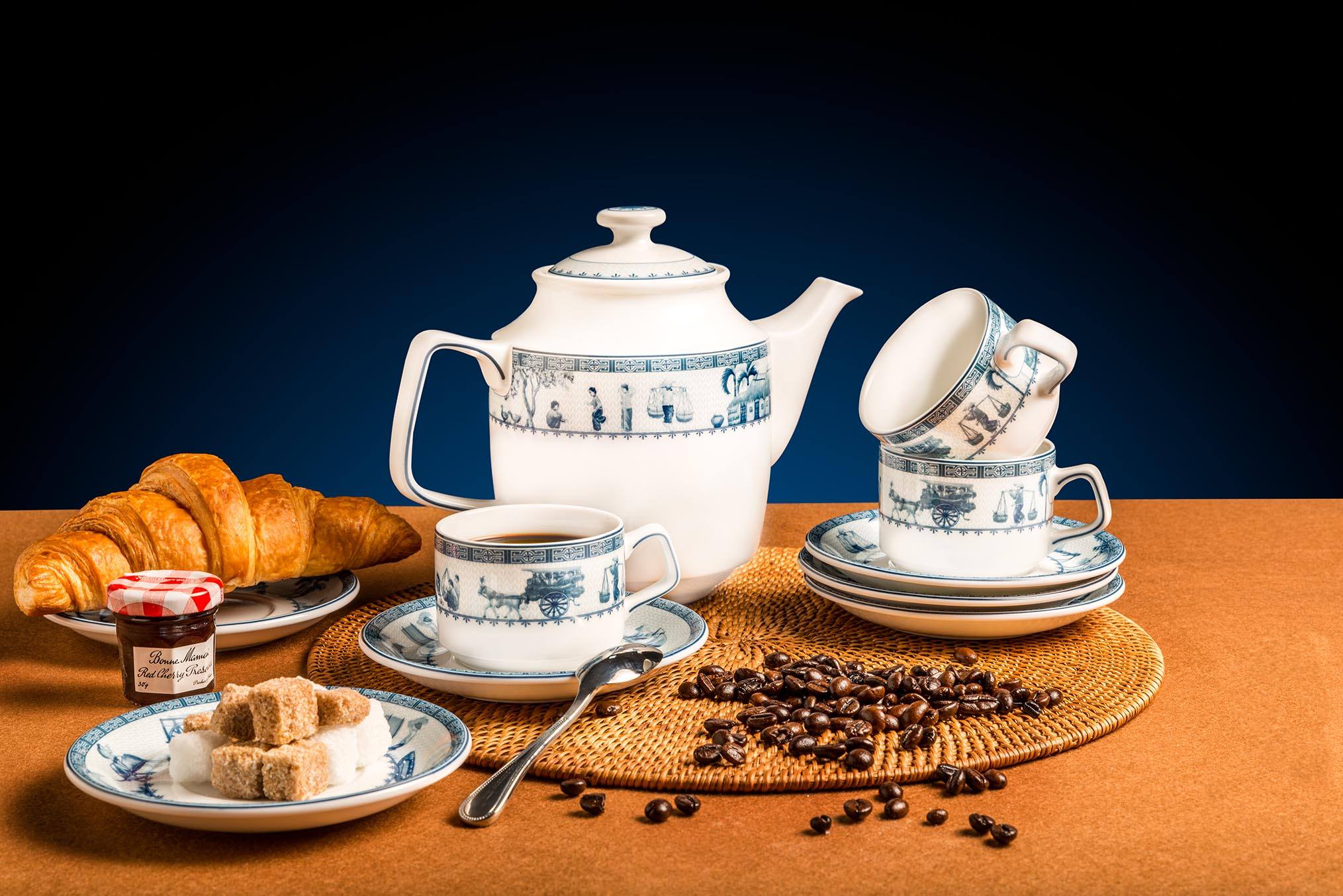 Bộ Ấm Trà Gốm Sứ Cao Cấp Minh Long 0.7L Jasmine Thôn Dã hàng đẹp, sang trọng đãi khách, quà tặng - 6 tách