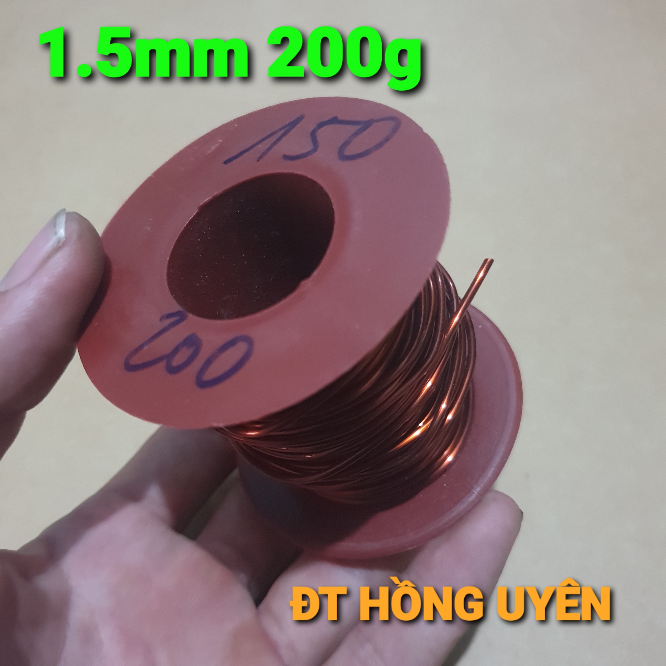 (1.5mm 200g) DÂY ĐỒNG QUẤN BIẾN ÁP KÍCH CƠ, BIẾN ÁP XUNG, BIẾN ÁP THƯỜNG 220V. DÂY ĐỒNG QUẤN ĐỘNG CƠ. DÂY ĐỒNG TRÁNG MEN, BỌC EMAY CÁCH ĐIỆN