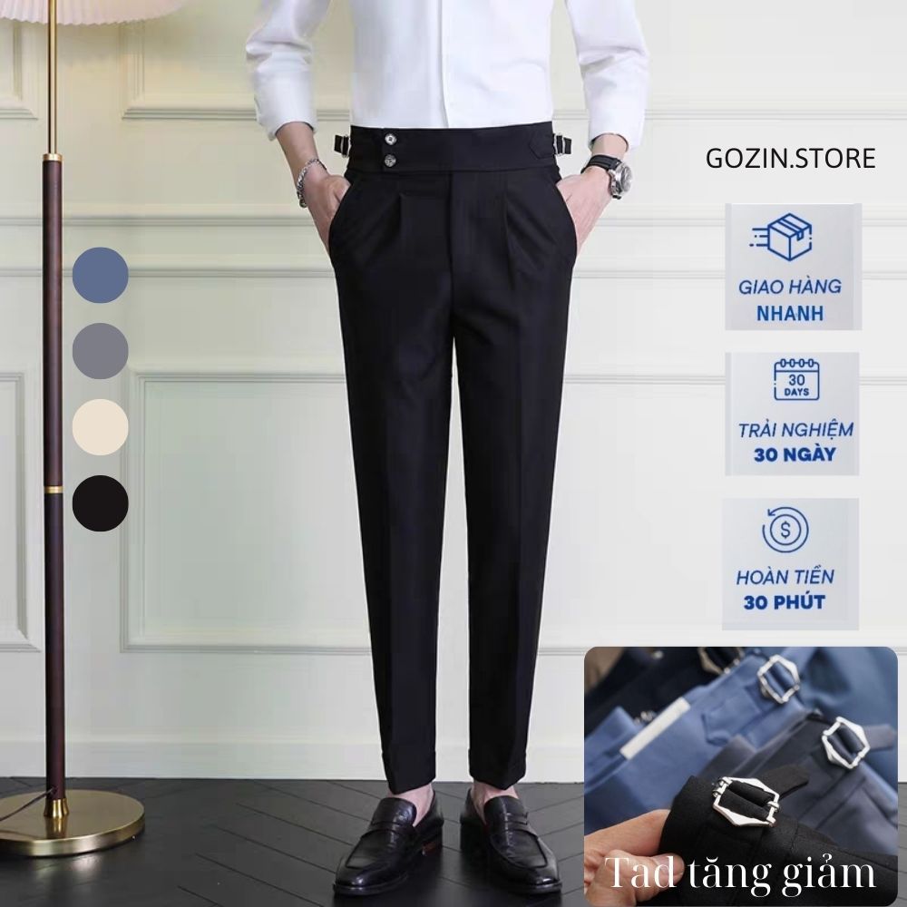 Quần âu nam cạp cao GOZIN.STORE Sidetab - điều chỉnh cạp, vải Tuypsi cotton co giãn nhẹ chất lượng cao JA32