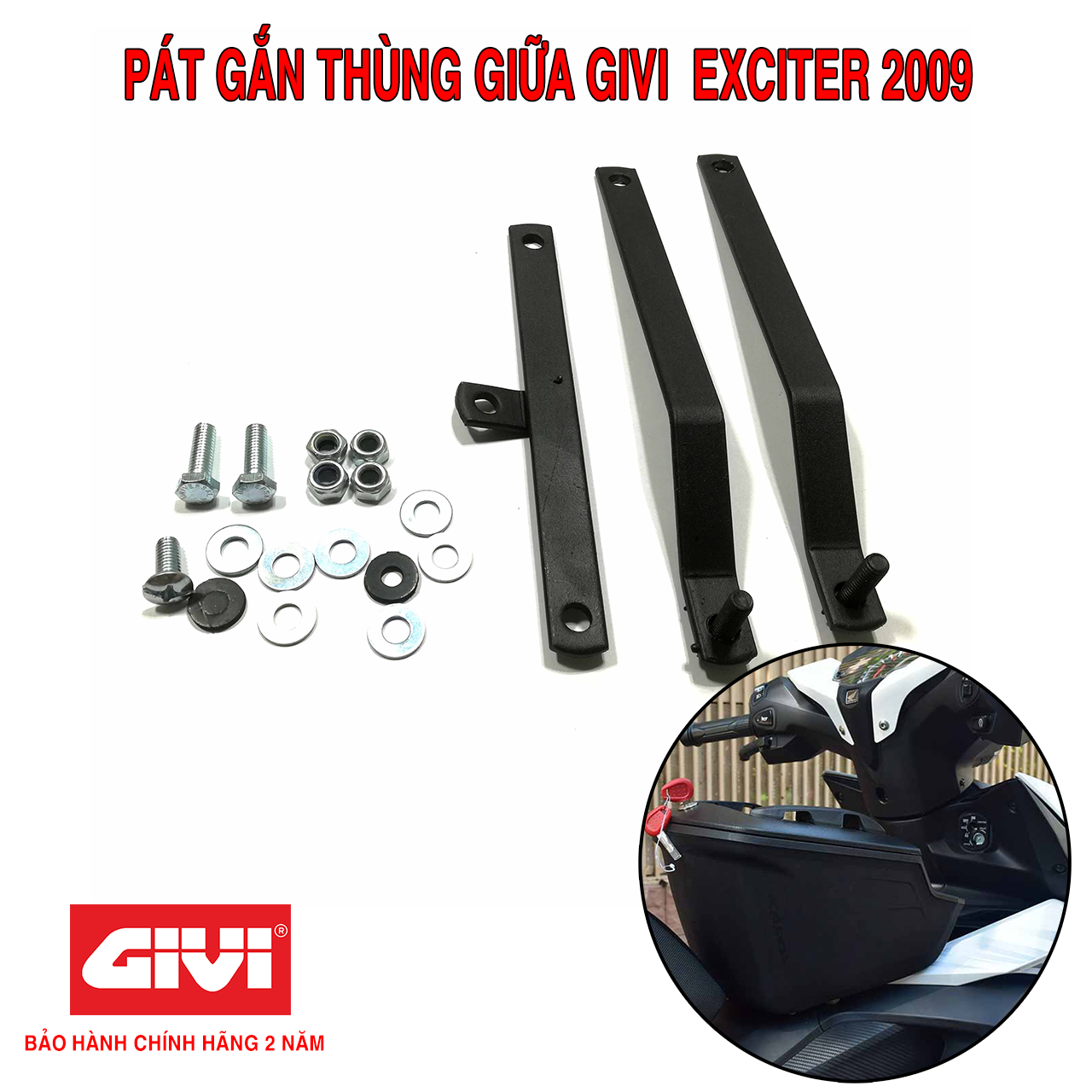 Pát Gắn Thùng Giữa Givi Exciter 2009 Chịu Lực Cao Chính Hãng - Bảo Hành 2 Năm