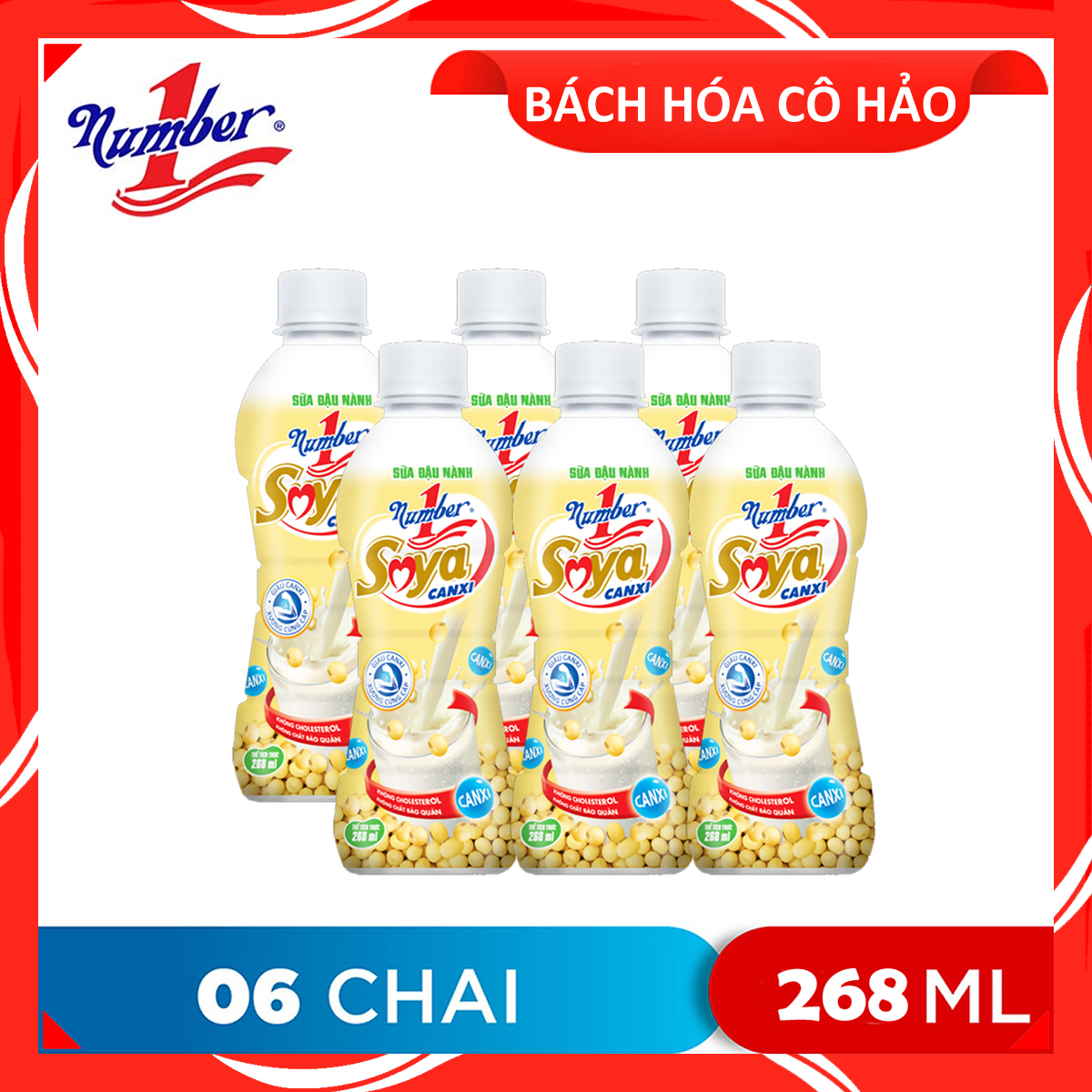 LỐC 6 CHAI SỮA ĐẬU NÀNH SOYA CANXI NUMBER 1 (268ML)