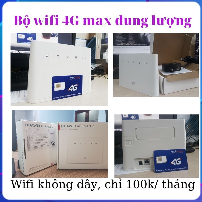 Bộ phát wifi 3G/4G Huawei B311-221 chính hãng bảo hành 12 tháng sử dụng sim 4G Mobifone không giới hạn dung lượng