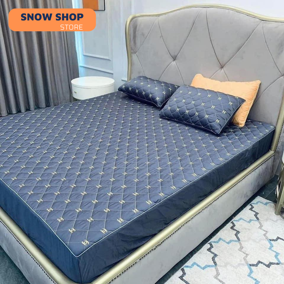 Ga gối phi lụa trần bông -SNOWBEDDING- ga gối bọc chun trùm nệm phi lụa nhiều màu