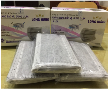 Khẩu trang y tế 4 lớp, hàng hãng có logo và kiểm định chất lượng