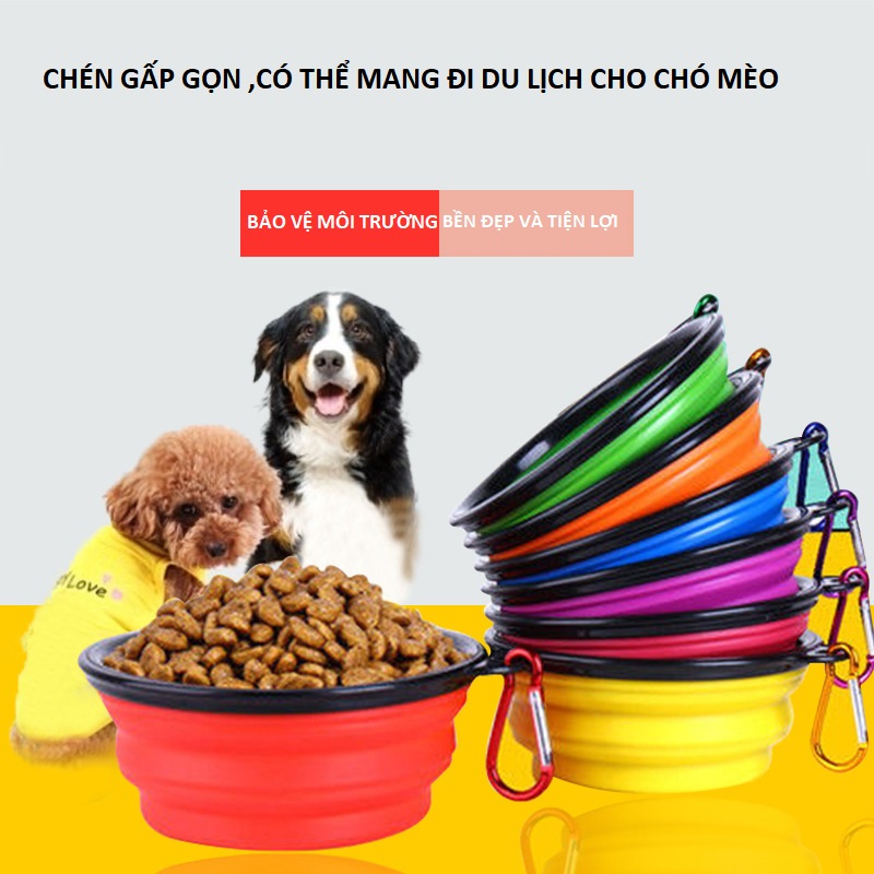 Bát ăn cho chó mèo , Bát đựng thức ăn cho chó mèo, tiện lợi có thể gấp gọn , mang đi – Nhiều màu sắc