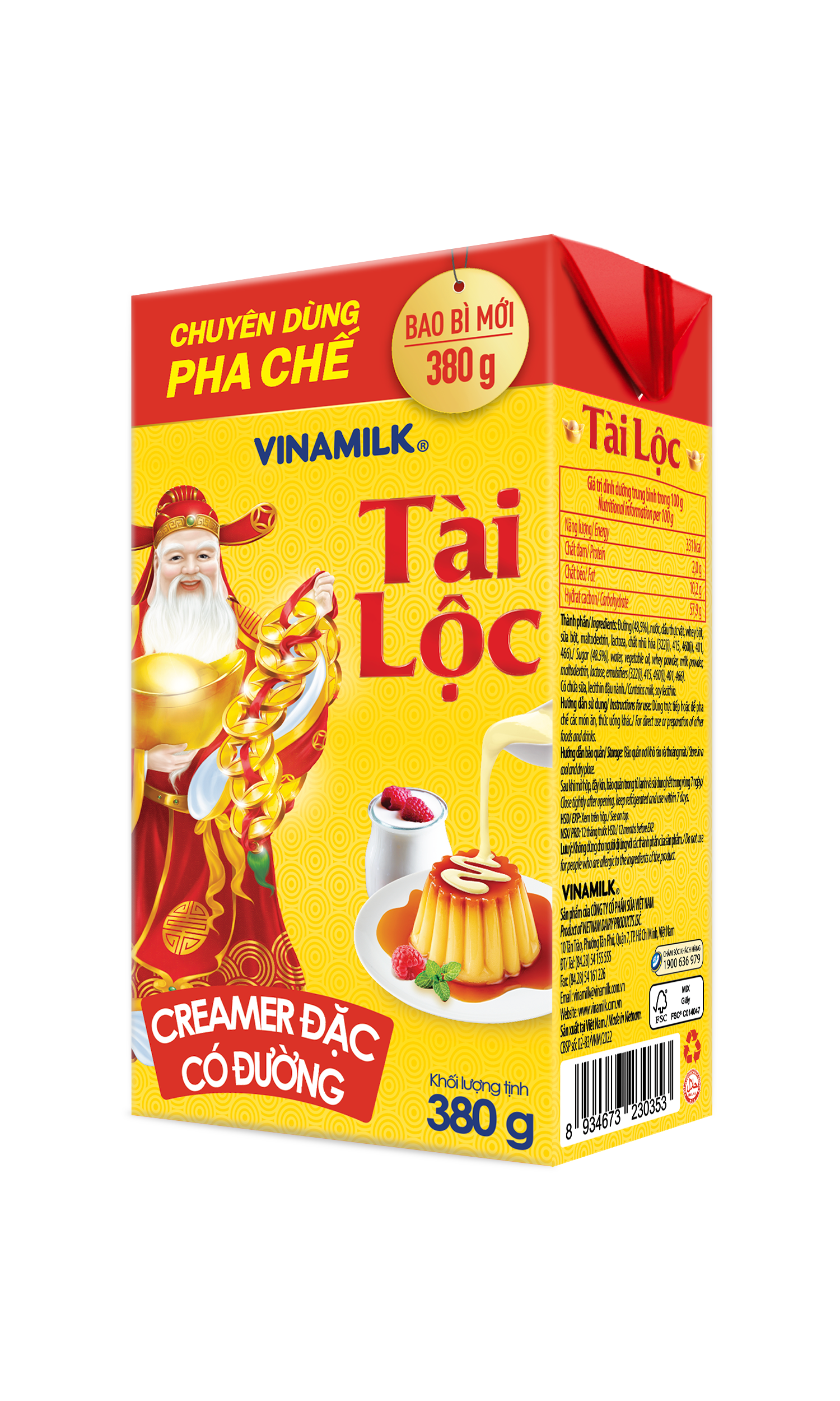 Bộ 12 hộp Creamer đặc có đường Tài Lộc - Hộp giấy 380g