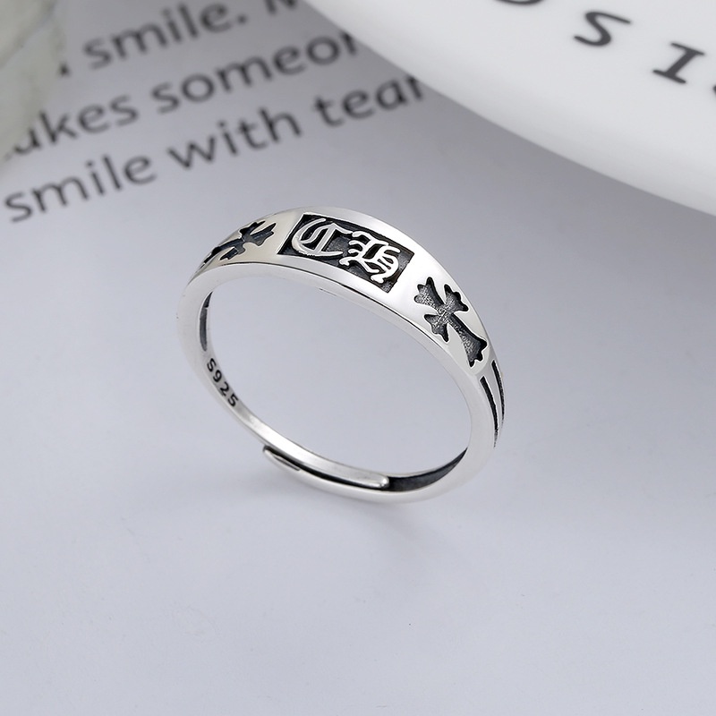 Nhẫn Chrome Heart Logo CH bạc 925 cao cấp fullbox - Chrome Heart Shop