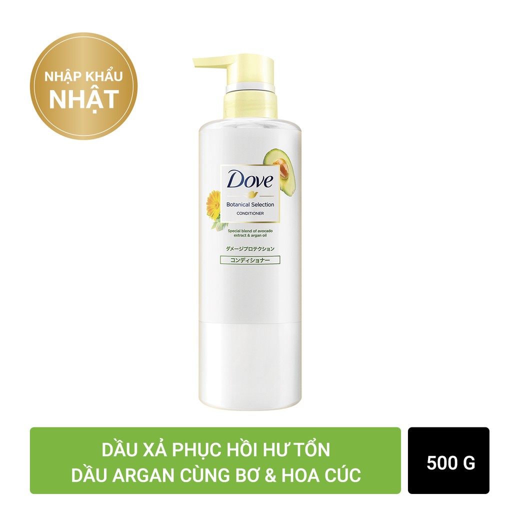 Dầu Gội Dove Phục Hồi Hư Tổn Chiết Xuất Bơ & Dầu Argan 500g Botanical Selection Shampoo with Avocado