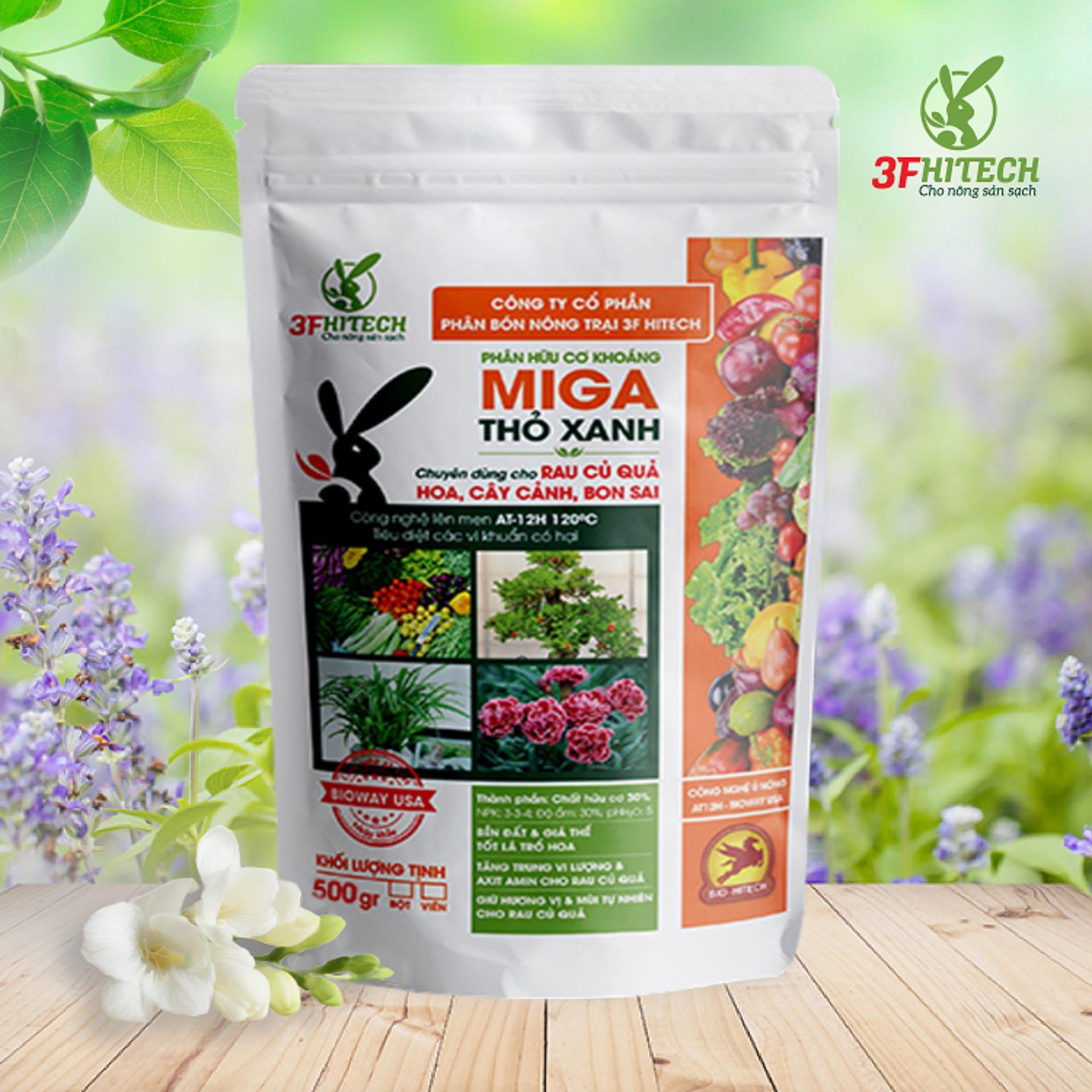 Phân hữu cơ cho hoa, cây cảnh thỏ xanh miga - 500g