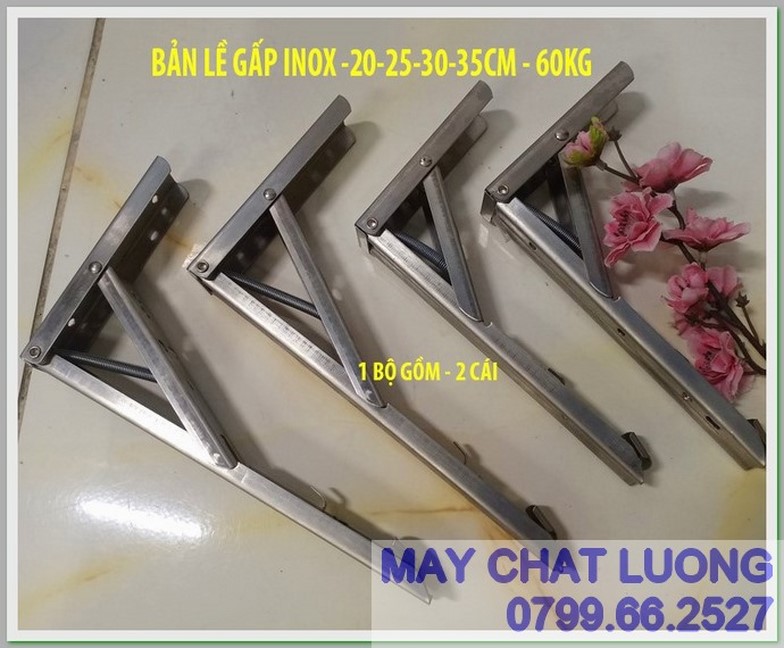 Bản lề gấp thông minh inox 20, 25, 30, 35cm - bộ 2 cái, chụi lực 60kg